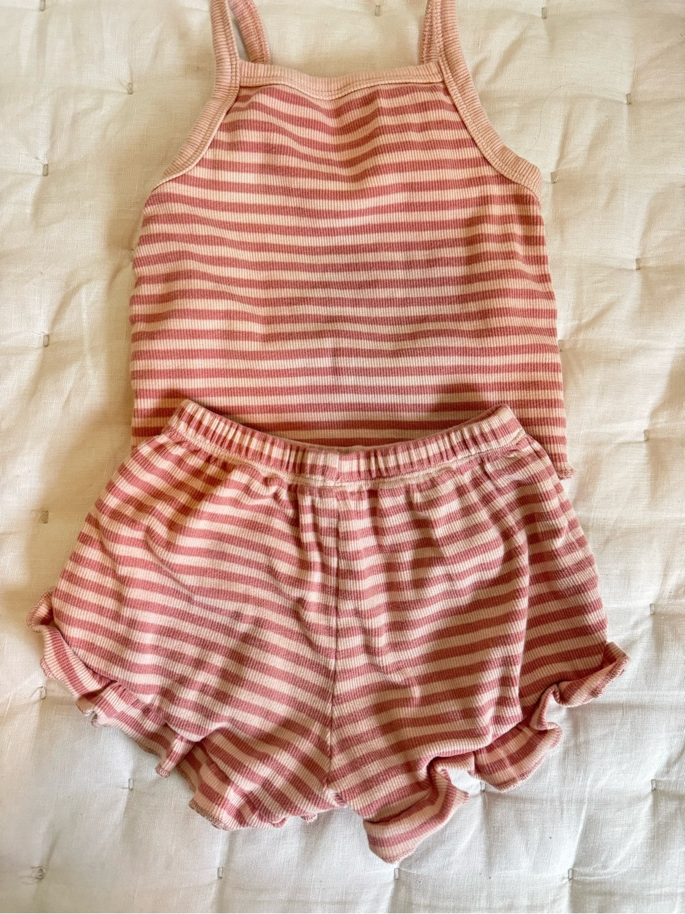 Pink Stripe Tank & Ruffle Shorts - Picture 3 of 5